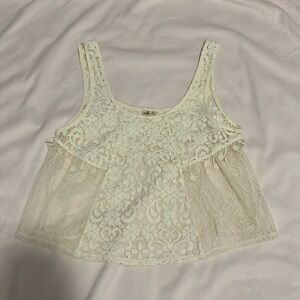Hollister white flower mesh lace top